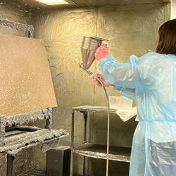 タイルガンで吹付塗装